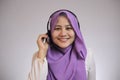 Muslim Lady Call Center Operator Royalty Free Stock Photo