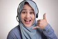 Muslim Lady Call Center Operator Royalty Free Stock Photo