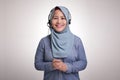 Muslim Lady Call Center Operator Royalty Free Stock Photo