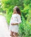 Portrait beautiful young pregnant woman in dress Royalty Free Stock Photo