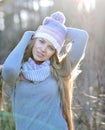 Portrait of beautiful young woman in autumn park Royalty Free Stock Photo