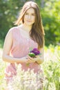 Portrait of a beautiful young woman with brown hair Royalty Free Stock Photo