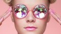 Portrait of beautiful young woman with colored glasses Royalty Free Stock Photo