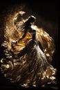 Portrait of Beautiful Young Woman Dancing Flamenco, Flamenco dancer Illustration, Feria performance, Generative AI Royalty Free Stock Photo