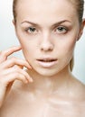 Portrait of beautiful young woman with drops of water Royalty Free Stock Photo