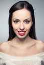 Portrait of beautiful young woman with great white shiny smile Royalty Free Stock Photo