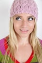 Portrait of beautiful young woman with hat