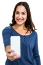 Portrait of beautiful young woman holding mobile phone Royalty Free Stock Photo