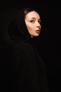 Portrait of beautiful young woman in hood Royalty Free Stock Photo