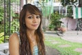 Portrait of beautiful young woman smiling outdoors, Manila, Philippines Royalty Free Stock Photo