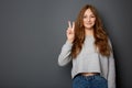 Portrait of a beautiful young woman, teenager counts funny