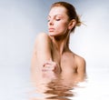 Portrait beautiful young woman in the water Royalty Free Stock Photo