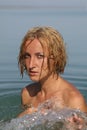 Portrait beautiful young woman in the water Royalty Free Stock Photo