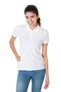 Beautiful Young Woman Wearing Blank White Tshirt Royalty Free Stock Photo