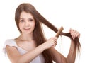 Portrait of a beautiful youth teen girl with comb