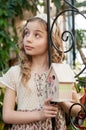 Portrait of beautifull girl with nesting box