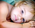 Portrait of a beautifull two year old girl with blonde hair Royalty Free Stock Photo