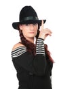 Portrait of beauty woman in black hat Royalty Free Stock Photo