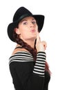 Portrait of beauty woman in black hat Royalty Free Stock Photo