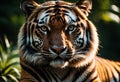 Portrait of a Bengal tiger in a sunny outdoor setting, AI-generated. Royalty Free Stock Photo