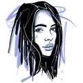 Portrait of Billie Eilish Sketch illustration . Singer