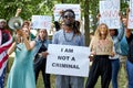 Portrait of black american guy during BLM manifestation