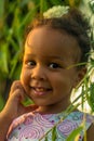 Portrait of a black baby girl close-up. Royalty Free Stock Photo