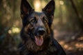Black German Shepherd Portrait Outside, Generative AI Royalty Free Stock Photo