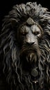Portrait Black Lion Head Evil Effect Background