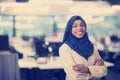 Portrait of black muslim female software developer