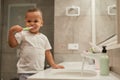 Cute Little Boy Brushing Teeth Royalty Free Stock Photo