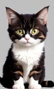 A portrait of black and white cat with green eyes and cute face Royalty Free Stock Photo