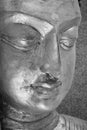 Portrait Black and White Close Up Face of Gold Buddha Reclining