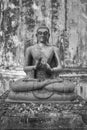 Portrait Black and White Front Buddha Statue Giving The First Sermon