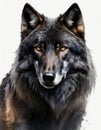 Portrait of a black grey wolf - on a white background Royalty Free Stock Photo