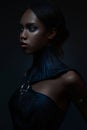 Portrait of black woman with gothic collar Royalty Free Stock Photo