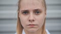 Portrait of a blonde teenage girl. Face close-up. Royalty Free Stock Photo