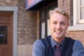 Portrait of a blonde young man outside Royalty Free Stock Photo