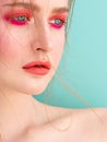 Close-up beauty portrait of blue-eyed young woman. Royalty Free Stock Photo