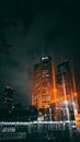 portrait of the BNI building in the middle of the city of Jakarta at night