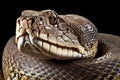 Portrait of a Boa constrictor on a black background