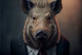 Portrait of a boar dressed in a formal business