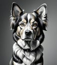 Portrait of Border Collie dog in black and white colors