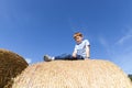 portrait of a boy against a blue sky Royalty Free Stock Photo