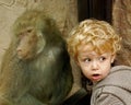 Portrait of boy and baboon