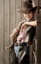 Portrait of a boy dressed as a cowboy