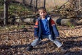 Portrait of boy in the forest Royalty Free Stock Photo