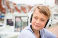Portrait of a boy in headphones Royalty Free Stock Photo