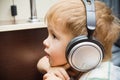 Portrait boy in headphones Royalty Free Stock Photo