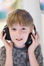 Portrait of a boy with headphones Royalty Free Stock Photo